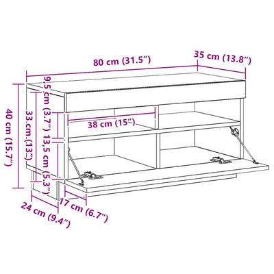 Savutammi tv-taso led-valoilla Ramiz 80x35x40cm