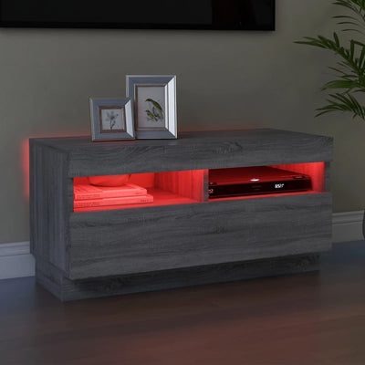 TV-taso LED-valoilla harmaa Sonoma 80x35x40 cm