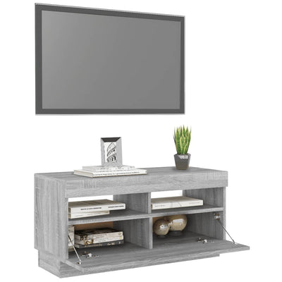 TV-taso LED-valoilla harmaa Sonoma 80x35x40 cm
