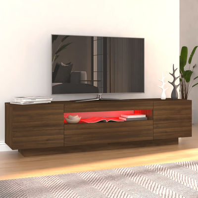 TV-taso LED-valoilla ruskea tammi 160x35x40 cm