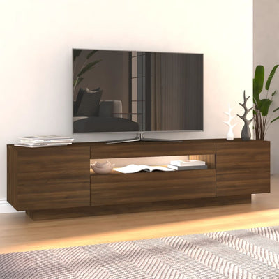 TV-taso LED-valoilla ruskea tammi 160x35x40 cm
