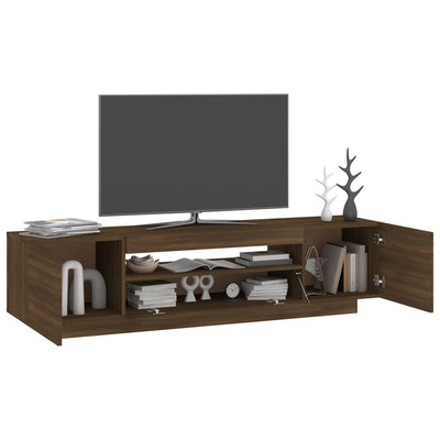 TV-taso LED-valoilla ruskea tammi 160x35x40 cm