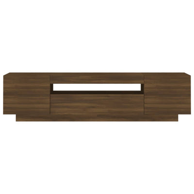 TV-taso LED-valoilla ruskea tammi 160x35x40 cm