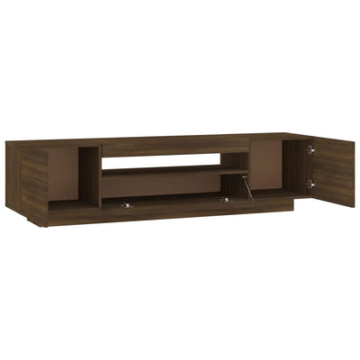 TV-taso LED-valoilla ruskea tammi 160x35x40 cm