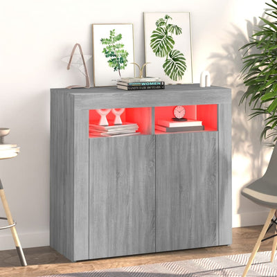 Senkki LED-valoilla harmaa Sonoma 80x35x75 cm