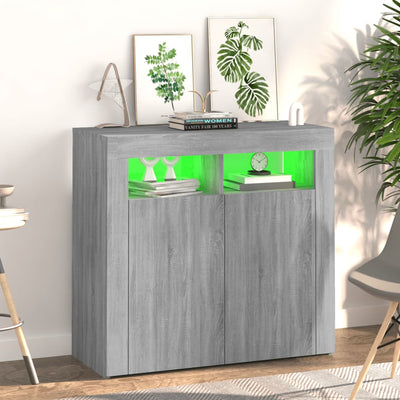 Senkki LED-valoilla harmaa Sonoma 80x35x75 cm