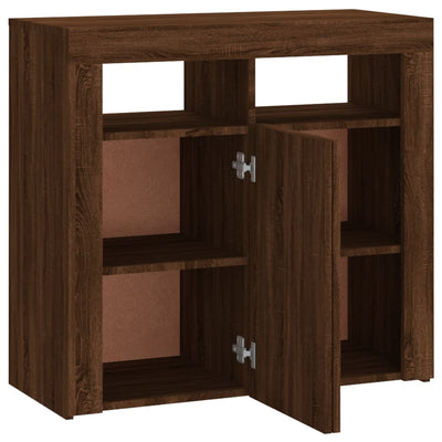 Senkki LED-valoilla ruskea tammi 80x35x75 cm