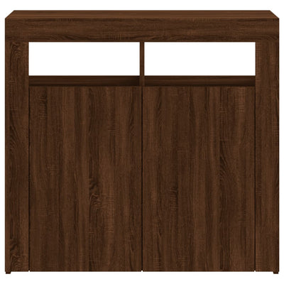 Senkki LED-valoilla ruskea tammi 80x35x75 cm