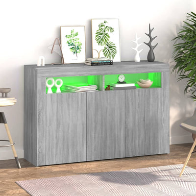 Senkki LED-valoilla harmaa Sonoma 115,5x30x75 cm