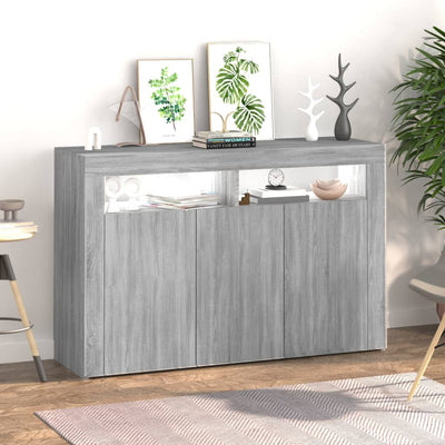 Senkki LED-valoilla harmaa Sonoma 115,5x30x75 cm