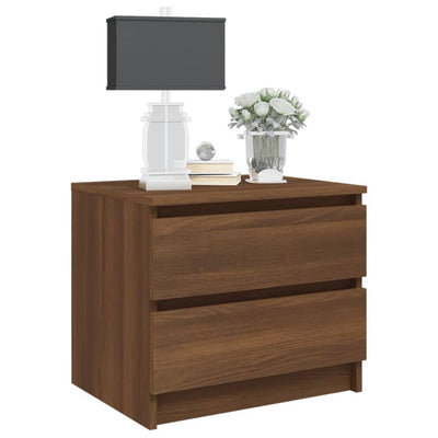 Yöpöydät 2 kpl ruskea tammi 50x39x43,5 cm tekninen puu