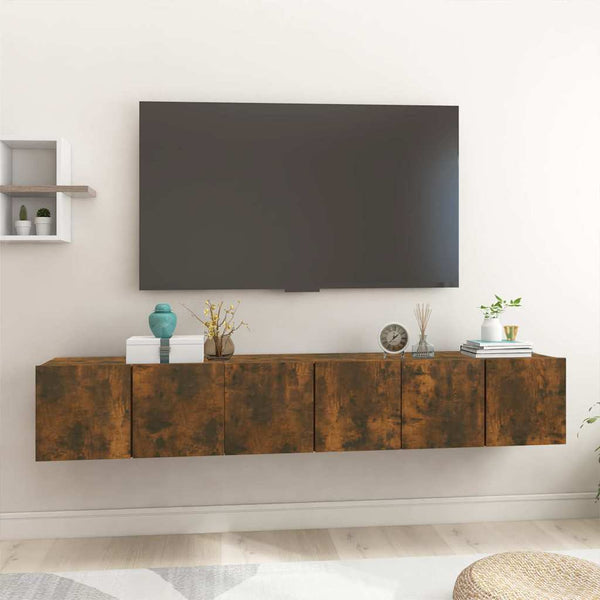 Seinäkiinnitettävät TV-kaapit 3 kpl savutammi 60x30x30 cm