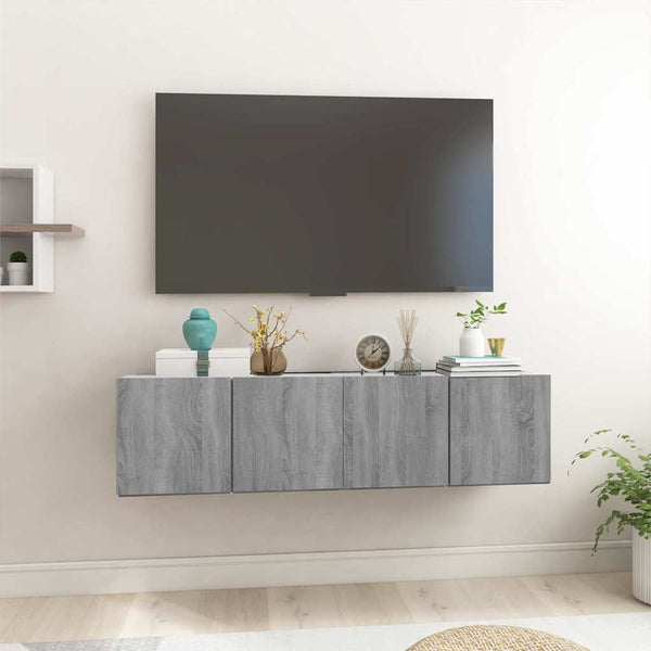 Riippuva TV-kaappi harmaa Sonoma 2 kpl 60x30x30 cm tekninen puu