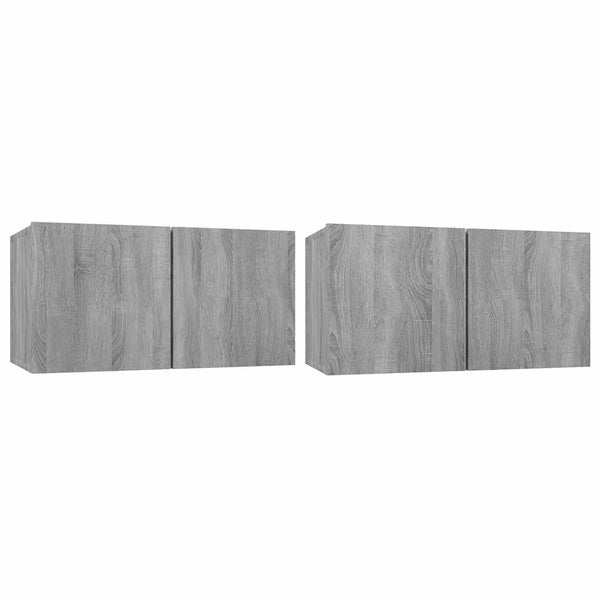 Riippuva TV-kaappi harmaa Sonoma 2 kpl 60x30x30 cm tekninen puu