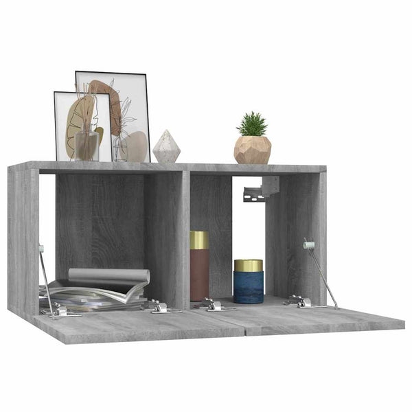 Riippuva TV-kaappi harmaa Sonoma 2 kpl 60x30x30 cm tekninen puu