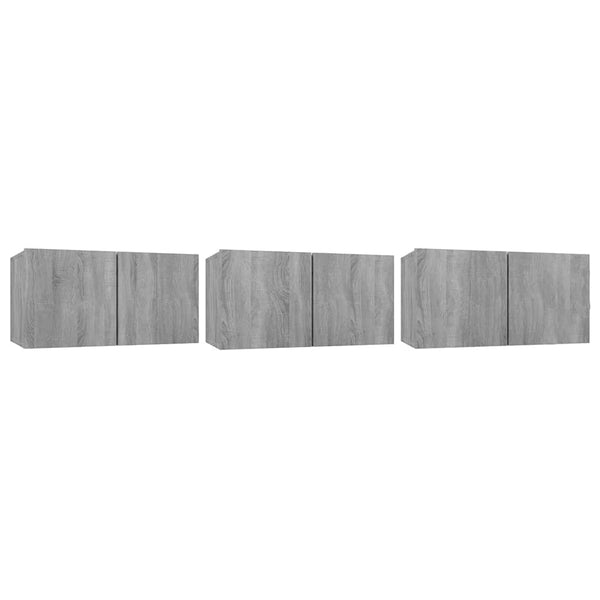 Riippuva TV-kaappi harmaa Sonoma 3 kpl 60x30x30 cm tekninen puu