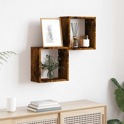 Kuutioseinähyllyt 2 kpl savustettu tammi 30x15x30 cm