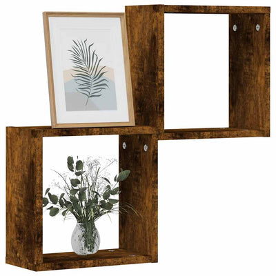 Kuutioseinähyllyt 2 kpl savustettu tammi 30x15x30 cm