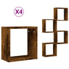 Wall Cube Hyllyt 4 kpl Savustettu tammi 30x15x30 cm