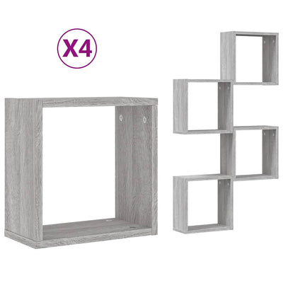 Wall Cube Hyllyt 4 kpl Harmaa Sonoma 30x15x30 cm