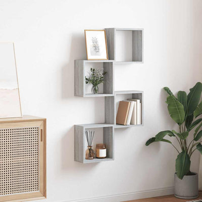 Wall Cube Hyllyt 4 kpl Harmaa Sonoma 30x15x30 cm