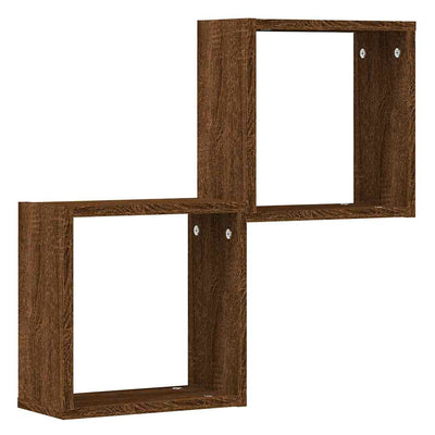 Kuutioseinähyllyt 2 kpl Ruskea tammi 30x15x30 cm