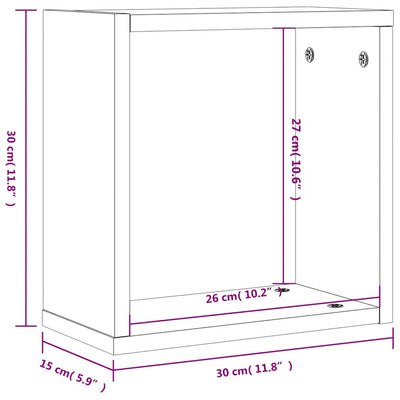 Kuutioseinähyllyt 4 kpl Ruskea tammi 30x15x30 cm