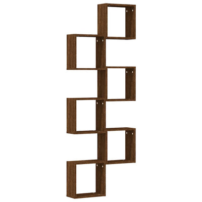 Kuutioseinähyllyt 6 kpl Ruskea tammi 30x15x30 cm
