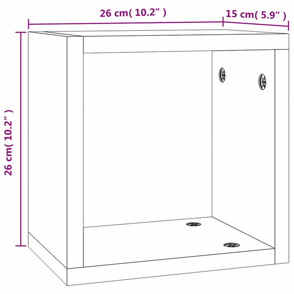 Seinähyllyt 2 kpl Savupähkinä 26 x 15 x 26 cm Tekninen puu