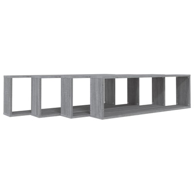 Seinäkuutiohyllyt 4 kpl harmaa Sonoma 100x15x30 cm tekninen puu