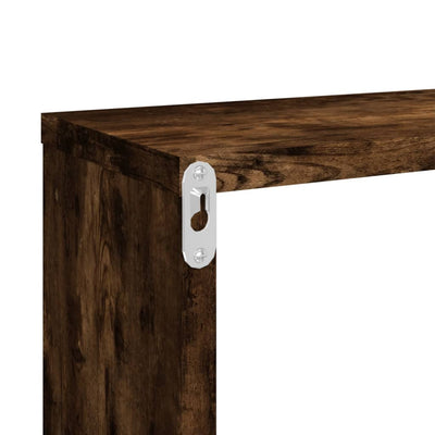 Seinäkuutiohyllyt 2 kpl savutammi 80x15x26,5 cm tekninen puu