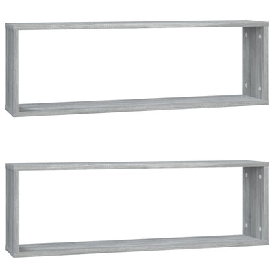 Seinäkuutiohylly 2 kpl harmaa Sonoma 80x15x26,5 cm tekninen puu