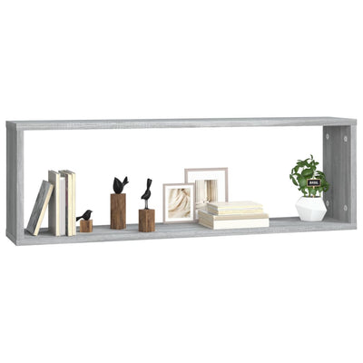 Seinäkuutiohylly 2 kpl harmaa Sonoma 80x15x26,5 cm tekninen puu