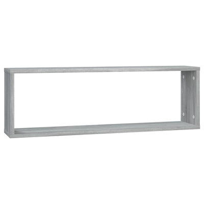 Seinäkuutiohylly 2 kpl harmaa Sonoma 80x15x26,5 cm tekninen puu