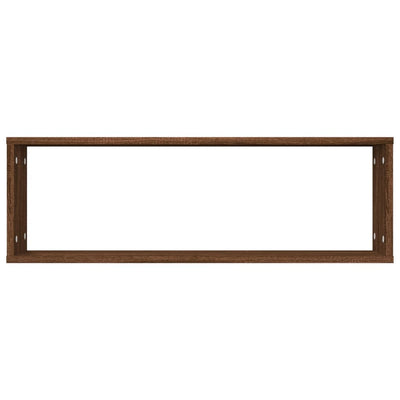 Seinäkuutiohyllyt 2 kpl ruskea tammi 80x15x26,5 cm tekninen puu