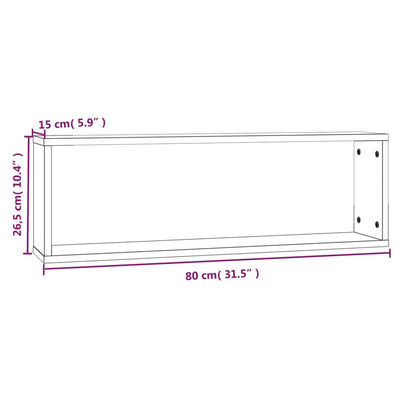 Seinäkuutiohyllyt 2 kpl ruskea tammi 80x15x26,5 cm tekninen puu