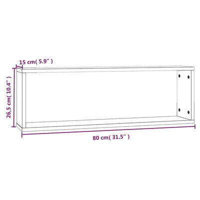 Seinäkuutiohyllyt 4 kpl ruskea tammi 80x15x26,5 cm tekninen puu