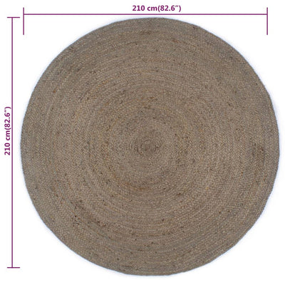 Käsintehty pyöreä juuttimatto 210 cm harmaa