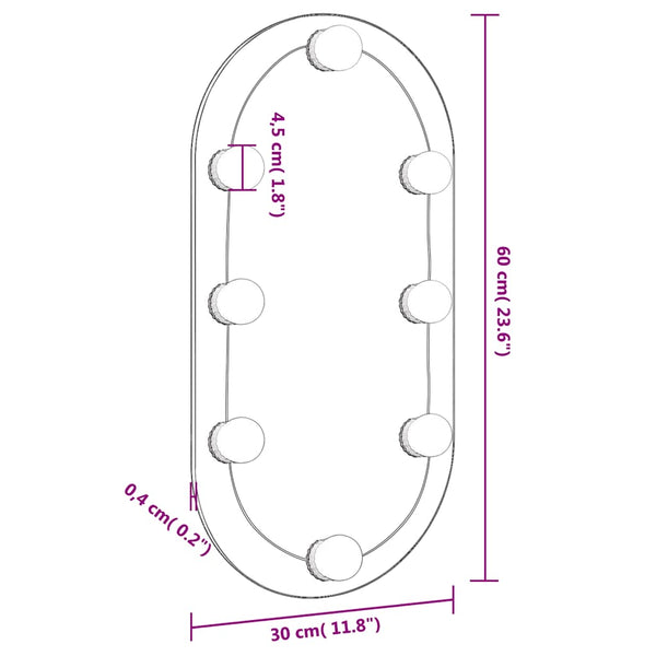 Peili led-valoilla Allyende 60x30cm (lasi soikea)