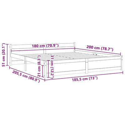 Valkoinen sängynrunko Soo 180x200cm (mänty super king)