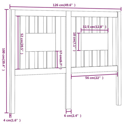 Valkoinen sängynpääty Budoiu 126x4x100cm (mänty)