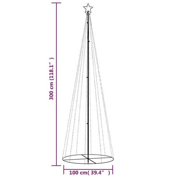 Kartio joulukuusi 310 värikästä LED-valoa 100x300 cm