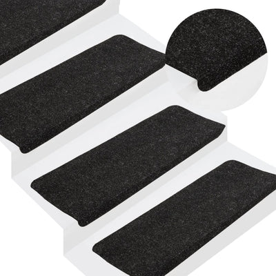 Itsekiinnittyvät porrasmatot 15 kpl 65x24,5x3,5 cm antrasiitti