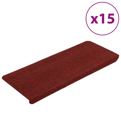 Itsekiinnittyvät porrasmatot 15 kpl 65x24,5x3,5 cm punainen