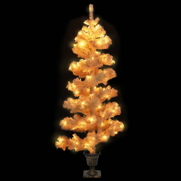 Valkoinen pyörrejoulukuusi ruukulla esivalaistu Mada 120cm (pvc)