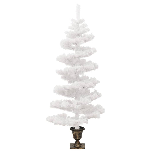 Valkoinen pyörrejoulukuusi ruukulla esivalaistu Mada 120cm (pvc)