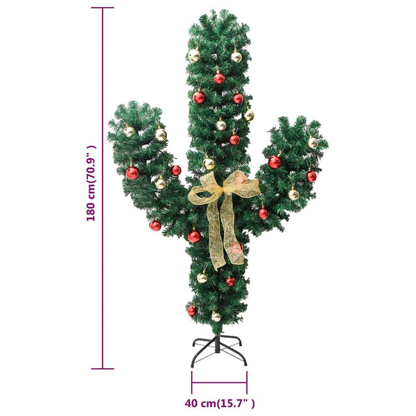 Vihreä joulukaktus telineellä ja led-valoilla Ghomi 180cm (pvc)