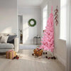 Tekojoulukuusen puolikas jalustalla pinkki 180 cm PVC