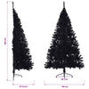 Tekojoulukuusen puolikas jalustalla musta 180 cm PVC