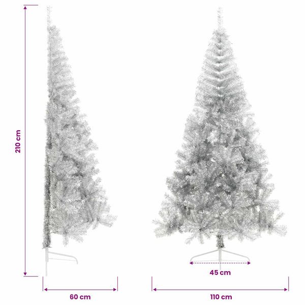 Tekojoulukuusi puolikas jalustalla hopea 210 cm PET